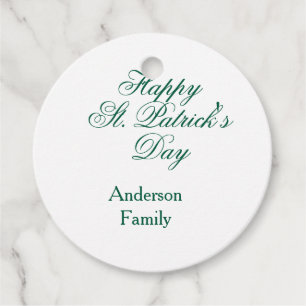 Happy St. Patrick's day family name green sminimal Favour Tags