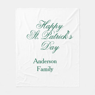 Happy St. Patrick's day family name green sminimal Fleece Blanket
