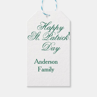 Happy St. Patrick's day family name green sminimal Gift Tags