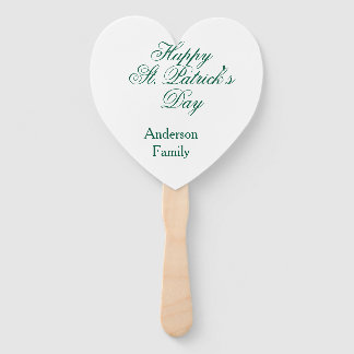 Happy St. Patrick's day family name green sminimal Hand Fan