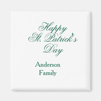 Happy St. Patrick's day family name green sminimal Magnet