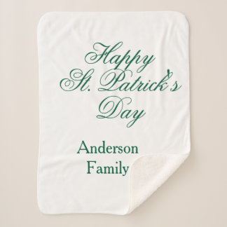 Happy St. Patrick's day family name green sminimal Sherpa Blanket