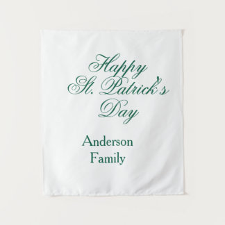 Happy St. Patrick's day family name green sminimal Tapestry