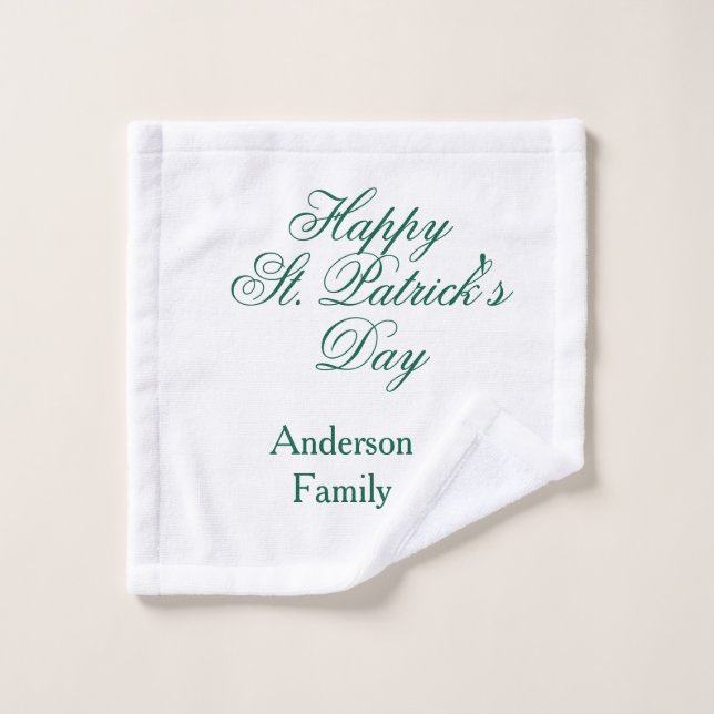 Happy St. Patrick's day family name green sminimal Wash Cloth (Wash Cloth)