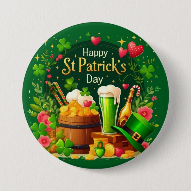 Happy St. Patrick's Day Festive Celebration 7.5 Cm Round Badge (Front)