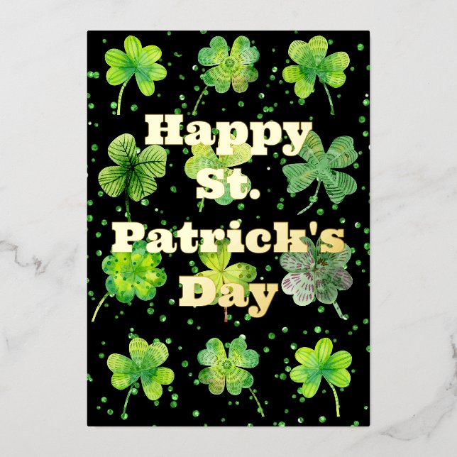 Happy St. Patrick's Day Foil Holiday Card (Front)