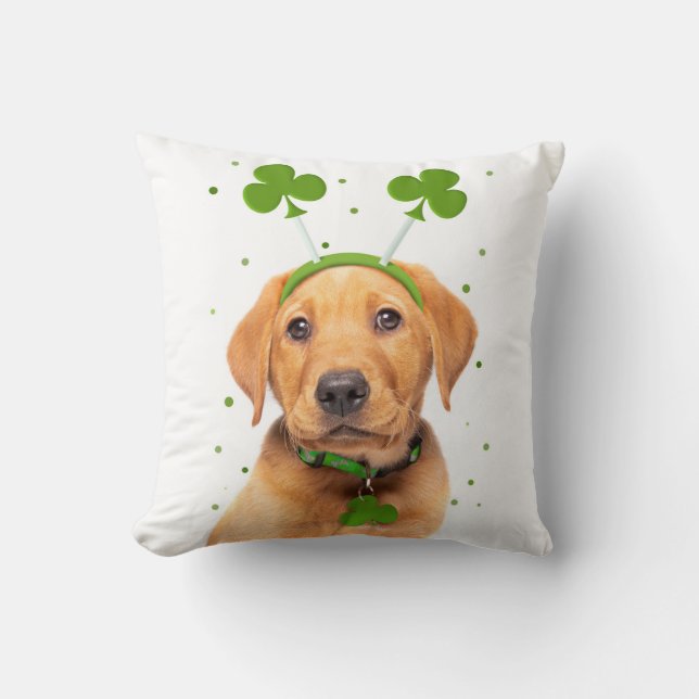 Happy St Patricks Day For Anyone Dog in Headband  Cushion (Front)