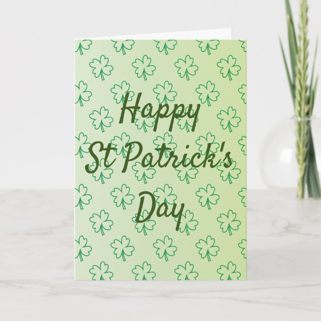 Happy St Patrick's day four clover green shamrock Holiday Card (Front)