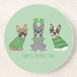 Happy St Patricks Day French Bulldogs Coaster