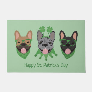 Happy St Patricks Day French Bulldogs Doormat
