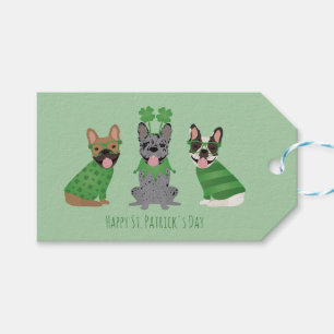 Happy St Patricks Day French Bulldogs Gift Tags