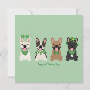 Happy St Patricks Day French Bulldogs Holiday Card
