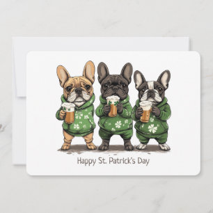 Happy St. Patrick's Day French Bulldogs Holiday Card