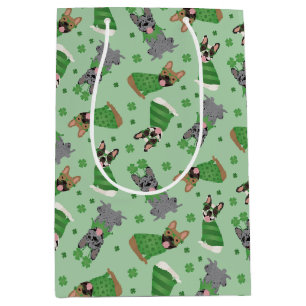 Happy St Patricks Day French Bulldogs Medium Gift Bag