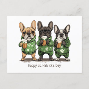 Happy St. Patrick's Day French Bulldogs Postcard