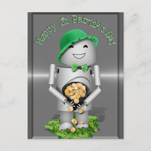 Happy St. Patrick's Day from Little Robo-x9 Postcard (Front)