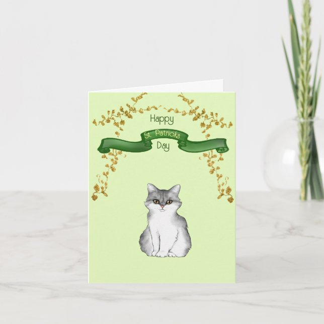 Happy St. Patrick's Day from the Cat Greeting Card (Front)