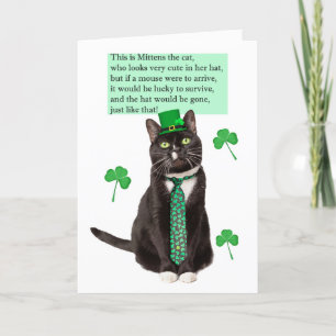 Happy St Patricks Day Funny Cat Limerick Holiday Card