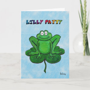Happy St. Patrick's Day Funny Humour Frog Lilly Card