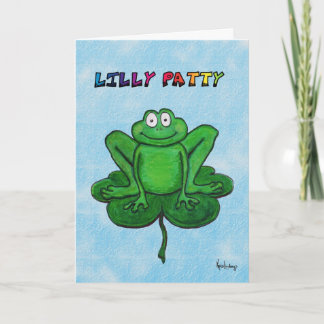 Happy St. Patrick's Day Funny Humour Frog Lilly Card