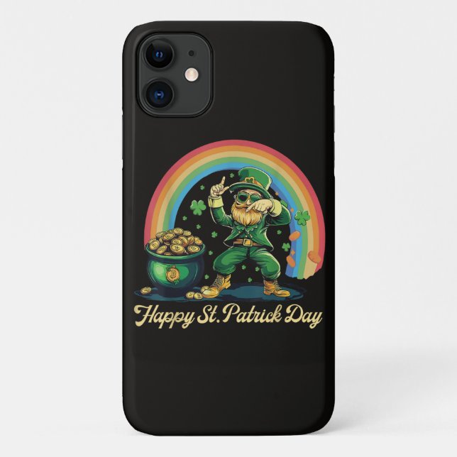 Happy St Patricks Day Funny Leprechaun Case-Mate iPhone Case (Back)