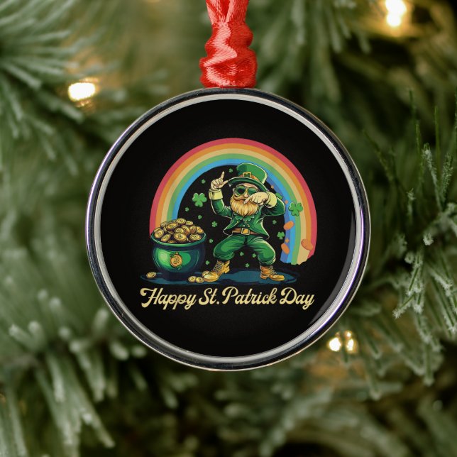 Happy St Patricks Day Funny Leprechaun Metal Tree Decoration (Tree)