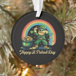 Happy St Patricks Day Funny Leprechaun Ornament