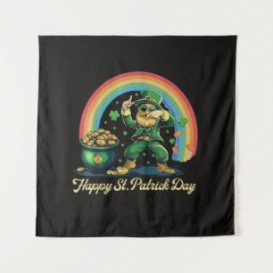 Happy St Patricks Day Funny Leprechaun Tapestry