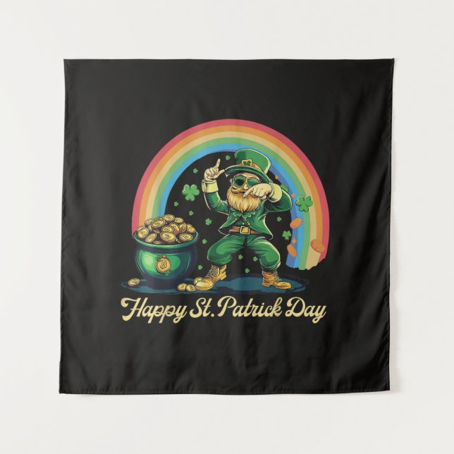 Happy St Patricks Day Funny Leprechaun Tapestry (Front)