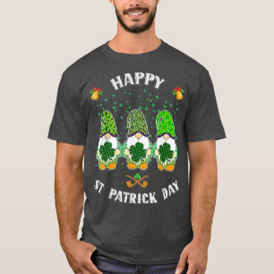 Happy St Patrick's Day Funny Three Gnomes Holding T-Shirt