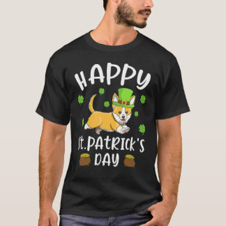 Happy St Patrick's Day Funy Saint Patricks Corgi D T-Shirt