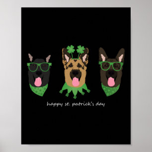Happy St Patricks Day German Shepherd Dogs Cute Do Poster