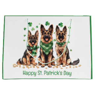 Happy St. Patrick's Day German Shepherd Dogs Large Gift Bag