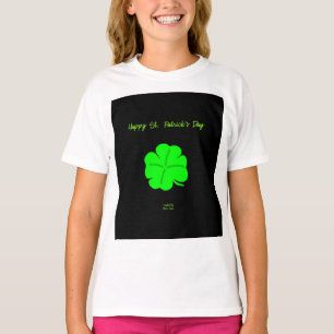 Happy St.  Patrick's Day Girls White Basic T Shirt