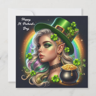 Happy St Patrick's Day Glamour Girl Holiday Card