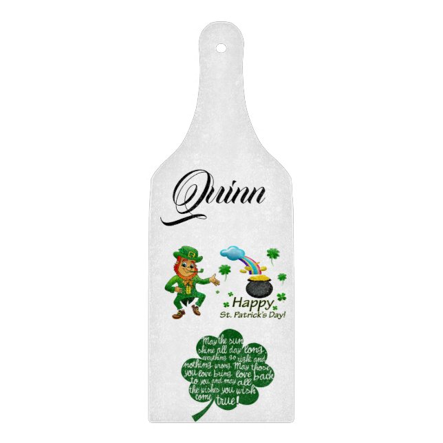 Happy St. Patrick's Day Glass Cutting Board (Front)