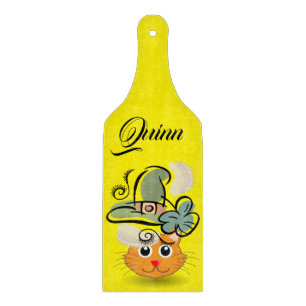 Happy St. Patrick's Day Glass Cutting Board Cat