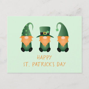 Happy St Patricks Day Gnomes Green Orange Postcard