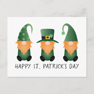 Happy St Patricks Day Gnomes Green Orange Postcard