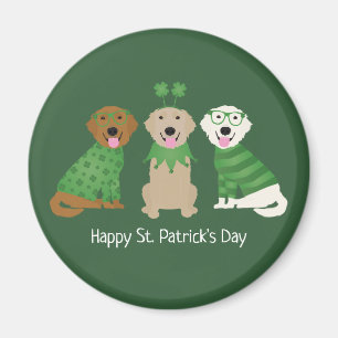 Happy St Patricks Day Golden Retriever Dogs Magnet