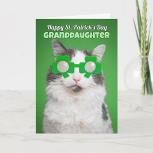 Happy St. Patrick's Day Granddaughter Cat Humour Card