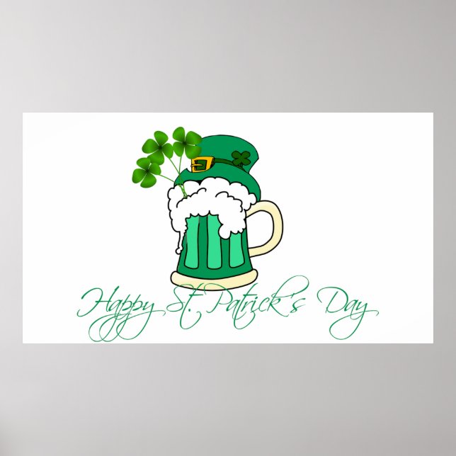 Happy St Patrick's Day Green Beer Shamrock  Poster (Front)