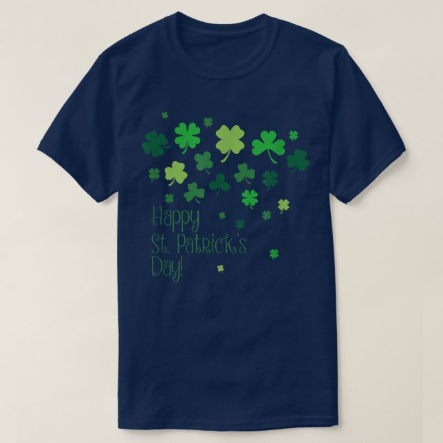 Happy St Patricks Day Green Clover Leaf Green Holi T-Shirt (Design Front)