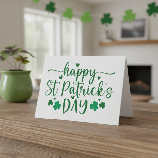 Happy St. Patrick's Day Green Hearts Custom Holiday Card