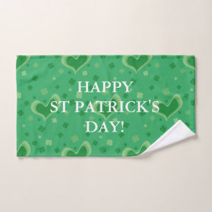 Happy St Patrick's Day green lucky clover Hand Towel