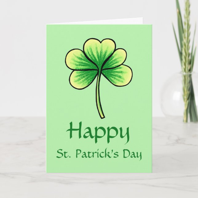 Happy St Patrick's Day Green Shamrock Greeting Card (Front)