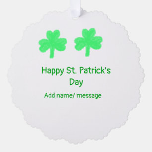 Happy St. Patrick's day green shamrock leaf add na Tree Decoration Card