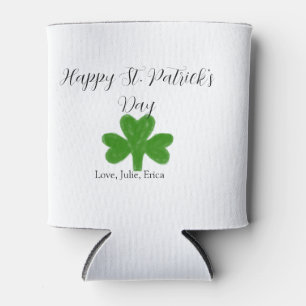 Happy St. Patrick's day green shamrock name  Can Cooler