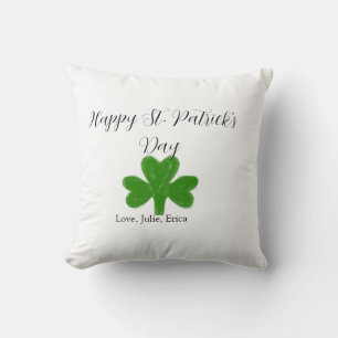 Happy St. Patrick's day green shamrock name Cushion