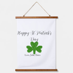 Happy St. Patrick's day green shamrock name Hanging Tapestry
